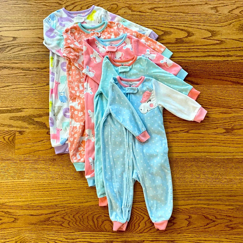 Carter’s Baby/Toddler Girls’ Fleece Pajama/Sleep N Play Sets, Size 18 Months